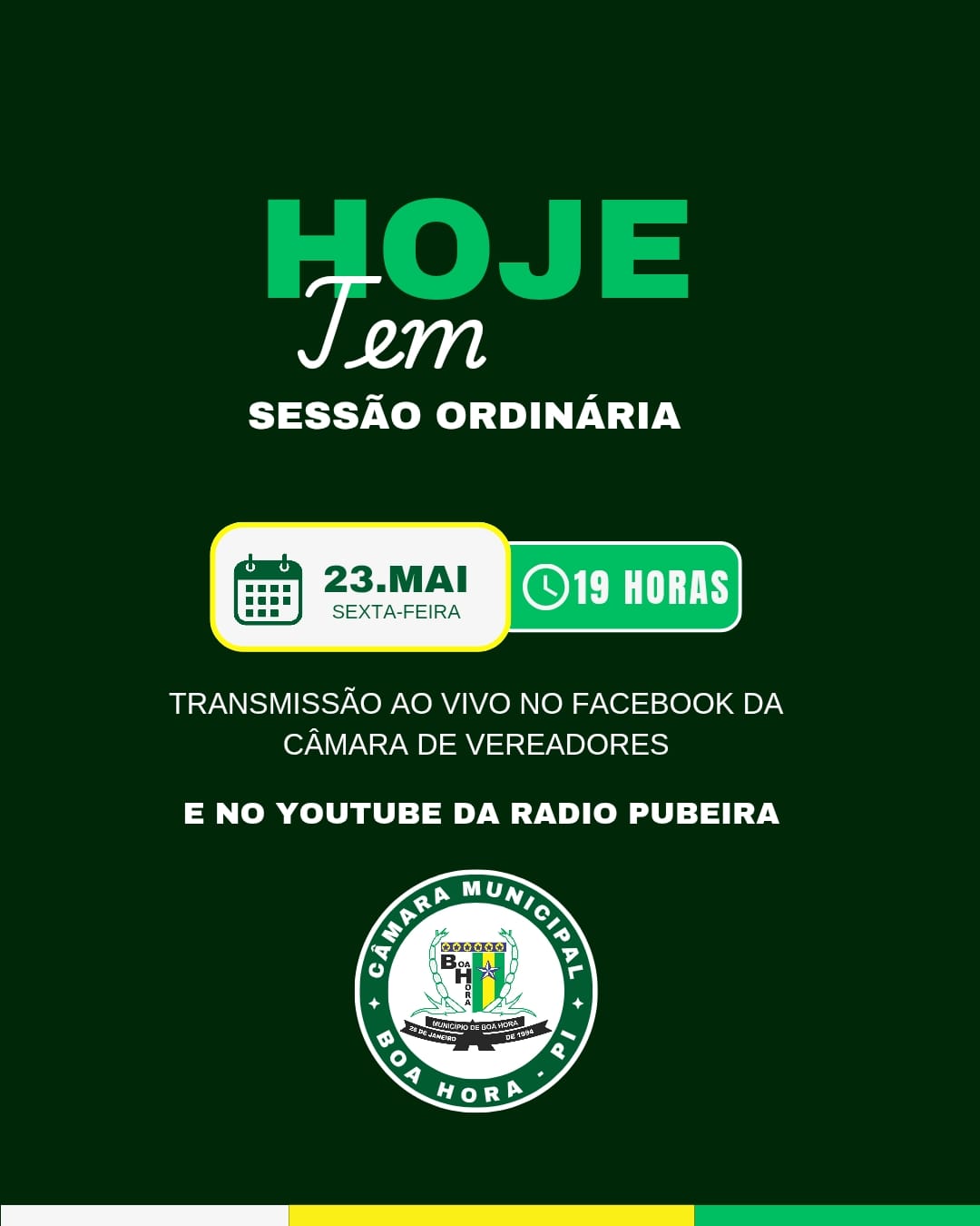 Hoje Tem Sessão Ordinária!